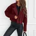 thumbnail image 4 of Cropped Trench Jacket for Women 2024 Trendy Fall Winter Lapel Double Breasted Coats Loose Casual Wool Blazer Outwear (Wine XL), 4 of 6
