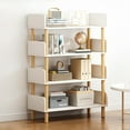 thumbnail image 4 of HomeLife Small Household Bookshelf 4-Tiers Open Bookshelf Modern Wooden Bookcase Solid Wood Legs Bedroom Storage Rack Living Room Freestanding Kids Book Display Rack 31.5"*9.45"*46.5" Display Shelf, 4 of 13
