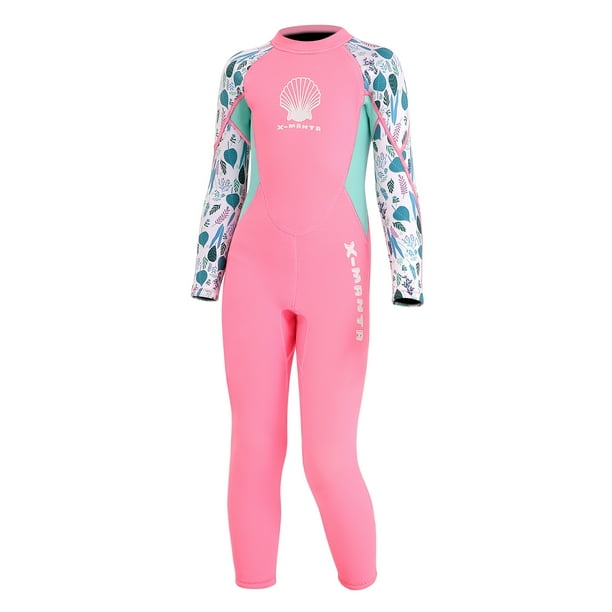 Girls Wetsuit Long Sleeve Diving Swimsuit with Back Zipper Quick Dry