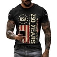 thumbnail image 4 of 250 Anniversary Usa T Shirt for Men Usa Flag Print Waffle Short Sleeve Crew Neck T-Shirt Fourth Of July Pullover Relaxed Fit Workout Comfy Tshirt, Black, #01 Black, 4 of 4