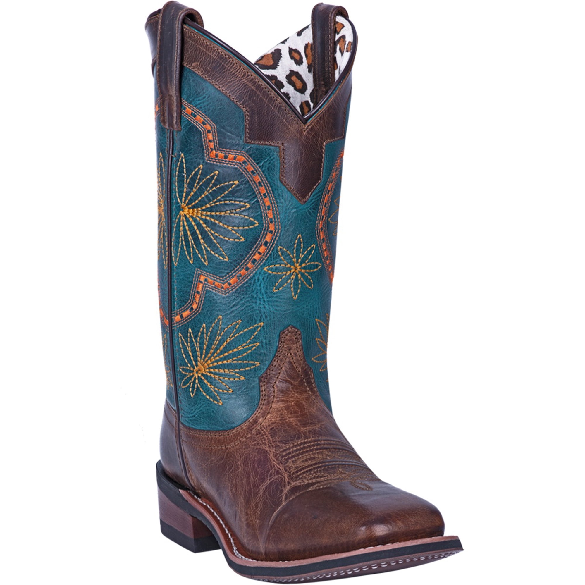 blue leather cowboy boots