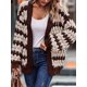 thumbnail image 5 of Suéter de Invierno de Punto Holgado con Rayas y Mangas Farol para Mujer, Moda de Otoño Marrón Albaricoque XL, 5 of 8