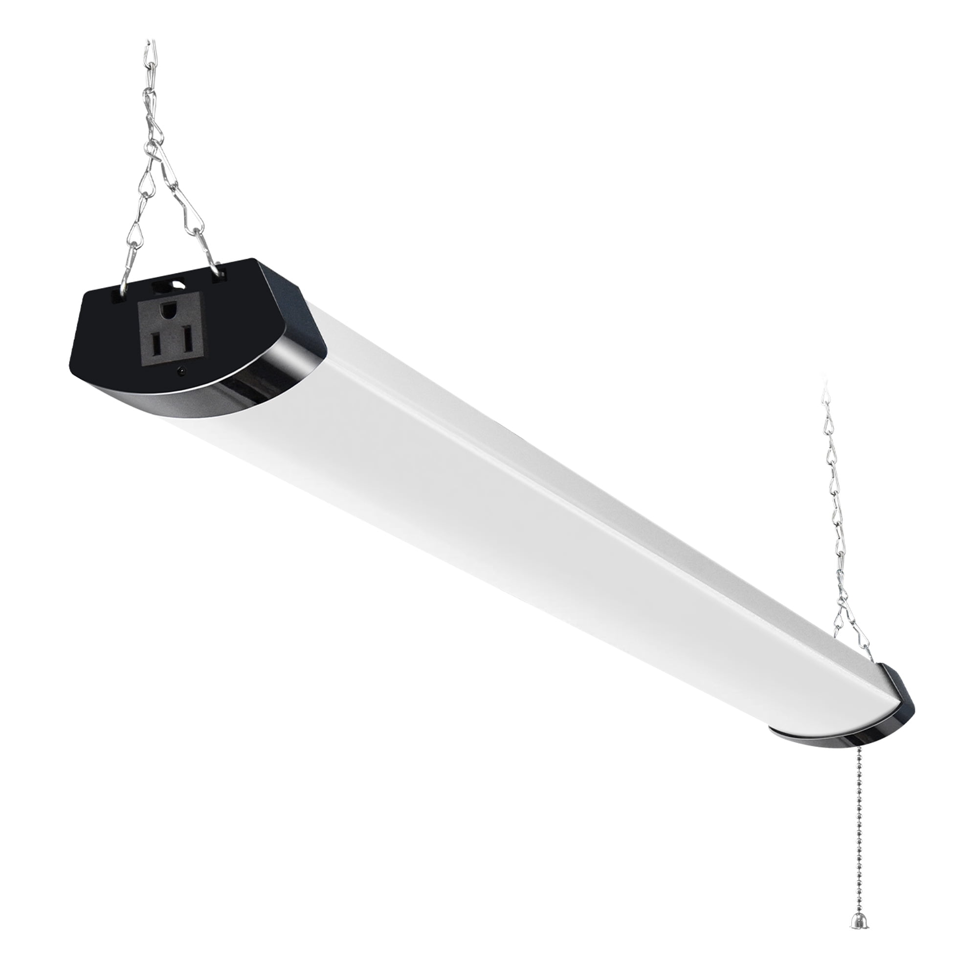 Hlite 4FT LED Shop Light with Pull Chain Switch, 70W 8000LM 5000K, Linkable Hanging Light, ETL Listed for Garage Basement Plant Light(Black)