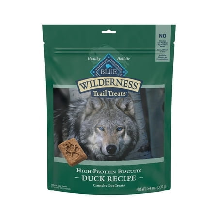 Blue Buffalo Wilderness Trail Treats High Protein Grain Free Duck Recipe Dog Biscuits Crunchy Dog Treats 24 oz.