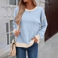 thumbnail image 5 of Duoif Womens Sweatshirt, Women's Contrast Trim Sweatshirt - Lightweight Crewneck Pullover Sweatshirt for Women Light Blue M, 5 of 9