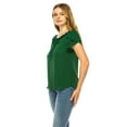 thumbnail image 2 of Women's Solid Overlapping Short Sleeve Top with Front Keyhole and Ruffle Accent, 2 of 5