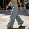 thumbnail image 5 of Hfnxid Wide Leg Pants for Women Ruffle Hem High Waisted Palazzo Pant Loose Fit Casual Trousers Flowy Vacation Trouser Gray L, 5 of 7