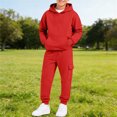 thumbnail image 2 of NOLDARES Toddler Baby Boy Fall Clothes Long Sleeve Hoodie Sweatshirts Pants Set Infant Winter Outfits(T017-Red), 2 of 6