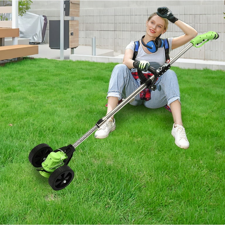 Rechargeable Cordless Trimmer Green Mini Lithium Lawn Mower with Wheels Walmart