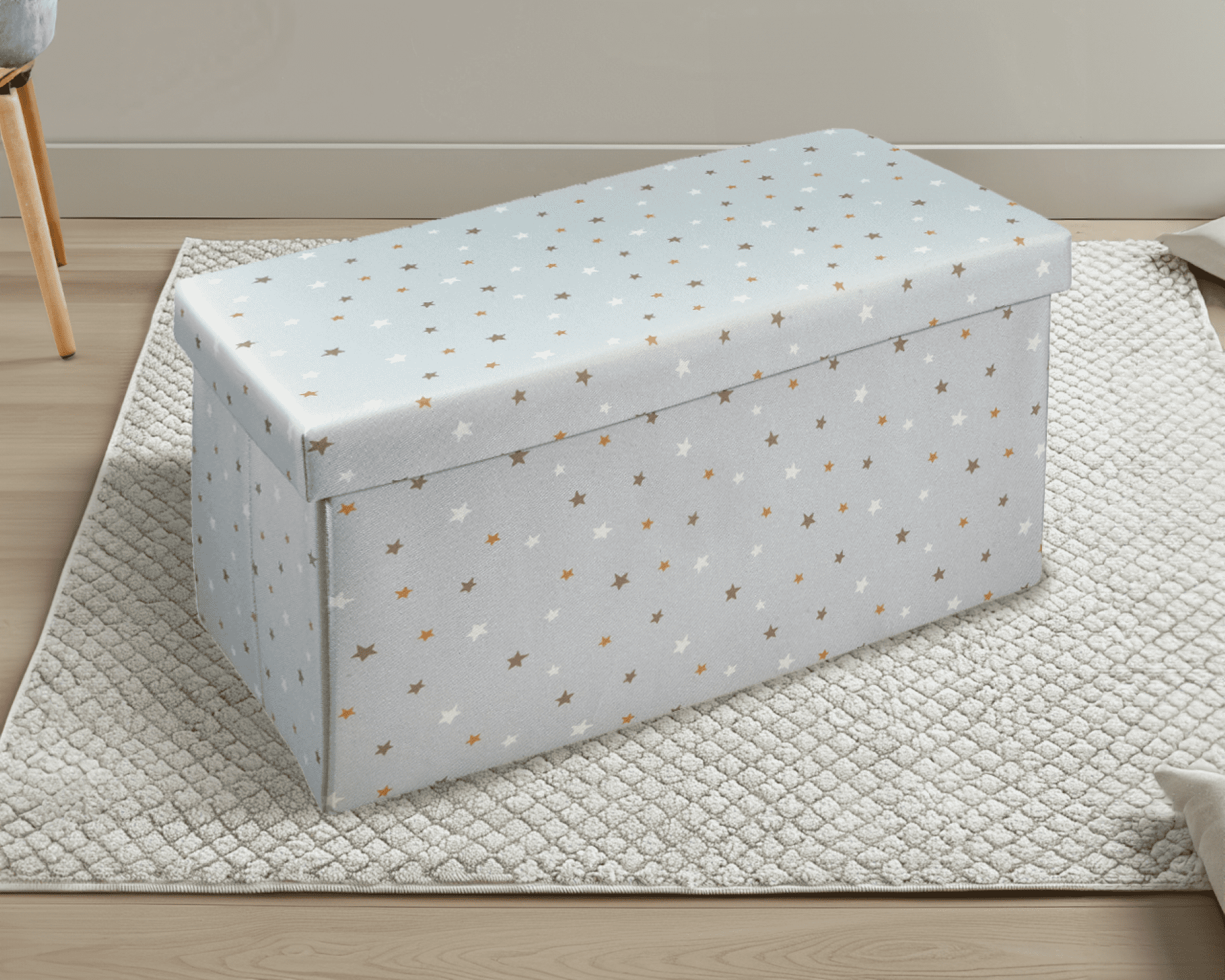 Kvell Foldable Children's Toy Storage Chest with Stars Pattern, Multi-Color