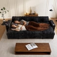 thumbnail image 5 of Sleeper Sectional Sofa, Modern 122" U Shaped Couch with Pull Out Bed, Convertible Corduroy Cloud Sofa with Double Storage Chaise, USB, Small Desktop, Comfy Modular Couch for Living Room, Black, 5 of 9