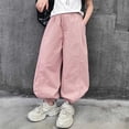 thumbnail image 5 of DJDLJWCJ Big Girls Cargo Pants Straight Leg Multi-pocket School Uniform Pants Elastic Waist Comforty Loose Fit Casual Pants Pink Size 9, 5 of 10