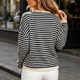 thumbnail image 3 of Horkkom Sweatshirt for Women Casual Crewneck Trendy Pullover Tops Striped Comfy Long Sleeve Sweatshirt S, 3 of 4