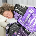 thumbnail image 2 of 100th Birthday Gifts for Women Soft Purple Blanket 60"X50", Best Gifts for 100 Year Old Woman Decorations Party Supplies, Happy 100th Birthday Gift Ideas, 1925 Bday Present for Mom Grandma, 2 of 6