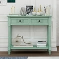 thumbnail image 2 of 35" Console Table with Drawers,Wood Entryway Table Hallway Table with Open Storage for Living Room,Entryway, Hallway,Retro Blue, 2 of 7