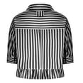 thumbnail image 6 of DeHolifer Womens Button Down Shirts Casual Striped 3/4 Ruffle Sleeve Turndown Collar Button Blouse Tops Black L, 6 of 7