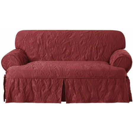 Sure Fit Matelasse Damask T Cushion Loveseat Slipcover Sure Fit Matelasse Damask T Cushion
