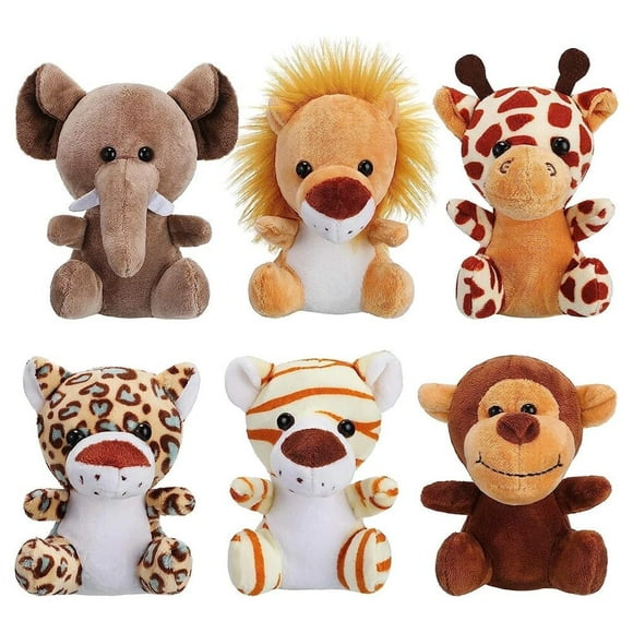YUKOUQIAN 6 Pieces Jungle Stuffed Animal Forest Plush Lion Elephant Tiger Giraffe Plush Toy for Party Animal Themed (6zhidongwu)