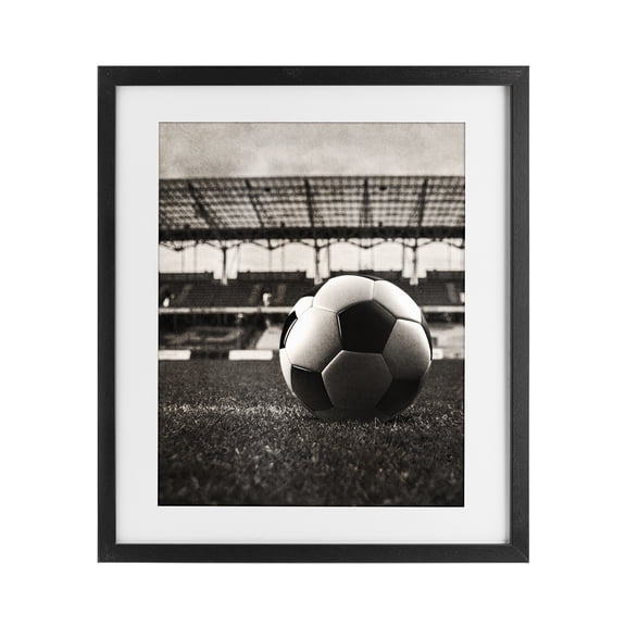 Stupell Industries Eclectic Vintage Sports Soccer Black Framed Print Under Glass, 13 x 16, by Marcus Prime