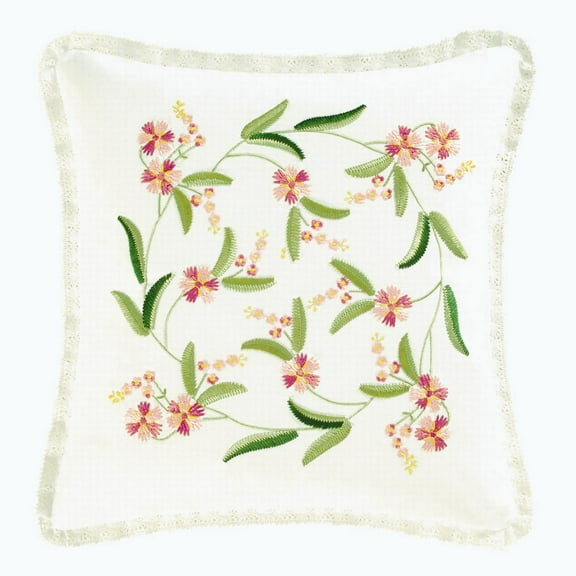 Primavera Embroidered Throw Pillow, 14" x 14"