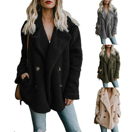 Women's Warm Winter Thicken Fleece Fur Coat Hooded Parka Overcoat