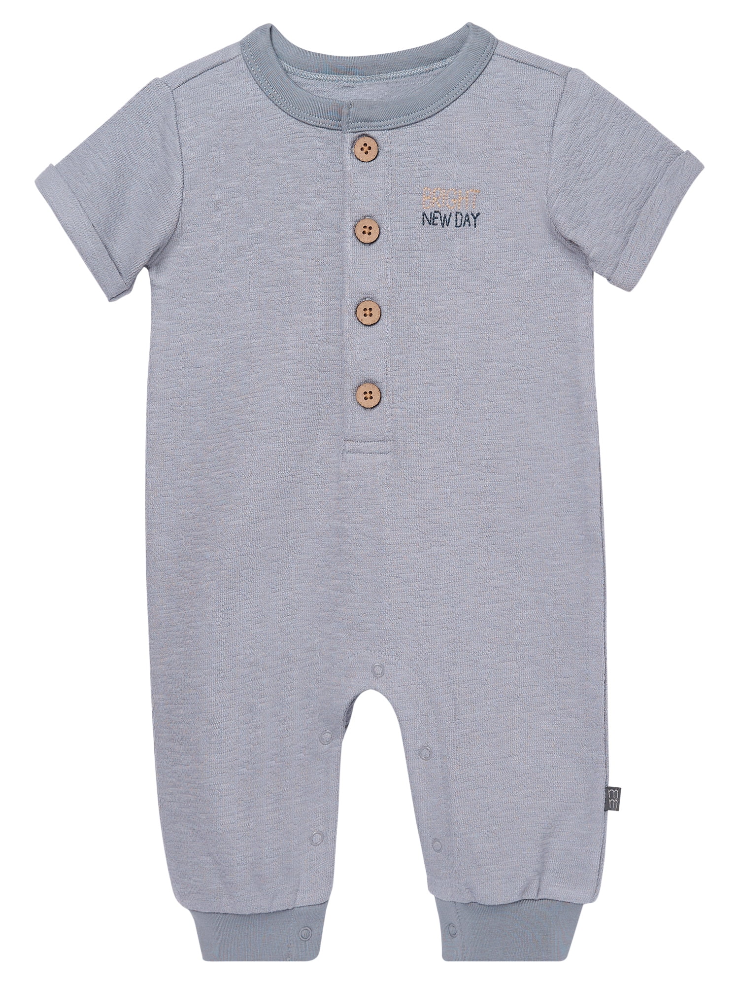 Modern Moments by Gerber Baby Boy Short Sleeve Henley Romper, Sizes 0/3 Months - 24 Months