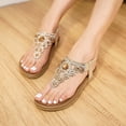 thumbnail image 4 of Women Summer Fashion Rhinestone Toe Post Sandals Bohemian Style Flip Flops Casual Beach Slides Polyester Material Non Slip All Season Comfortable Footwear, 4 of 8