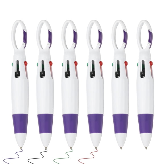 4 Colors Retractable Ballpoint Pens, 6Pcs 1.0mm Ballpoint Pen with Clip, Purple
