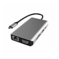thumbnail image 1 of Hub 10 En 1 Aleación De Aluminio Durable Usb-C Vga 3.5 Mm Audio 4K Video Tf Tarjeta De Memoria Rj45 Adaptador De Dispositivo De Conversión Portátil Base De Expansión Para Computadora Teléfono Negocio Moyic EL008165-00, 1 of 6