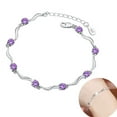 thumbnail image 3 of Huanledash Women 925 Sterling Silver Crystal Bamboo Chain Bracelet Fashion Jewelry, 3 of 6