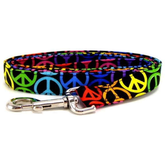 Rainbow Peace Signs Dog Leash - Size - Small