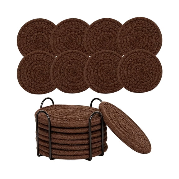 Round Woven Placemats Set of 8 Heat Resistant Placemats 4 Inches Farmhouse Cotton Rope Place Mats for Dining Tables Trivets for Hot Dishes