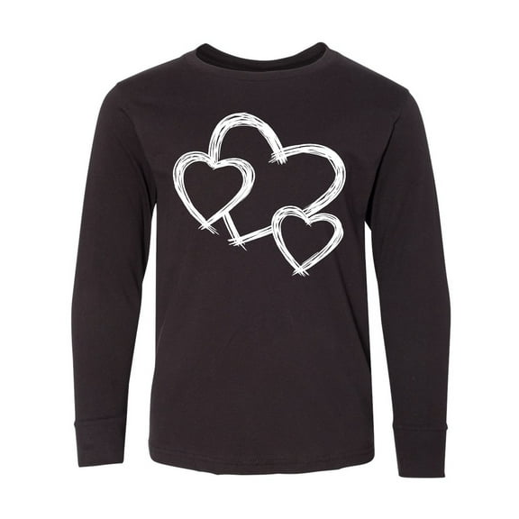 Inktastic Three White Hearts Long Sleeve Youth T-Shirt