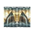 thumbnail image 1 of BSDHOME Crazy Shark Window Curtain Kitchen Curtain 26x39 inches (Two Pieces), 1 of 3