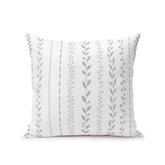 Outdoor Pillows Waterproof, Modern Minimalist Bedding Throw Pillows with Insert for Couch Sofa Bed, Rustic Leaves Vertical Stripes Gray 16x16 Inch Pillowcases Decorative Camping Patio Pillow Set of 1