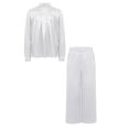 thumbnail image 2 of TTAO Kids Boys Praise Dance Outfit Long Sleeve Satin Liturgical Pullover Top With Worship Wide White 14, 2 of 6