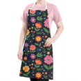 thumbnail image 5 of Pioneer Flower Floral Print Pattern Apron for Women and Men, Cotton Linen Waterproof with Pockets, Adjustable, 33x27 Inch for Kitchen, Gardening, BBQ, Salon, 5 of 6