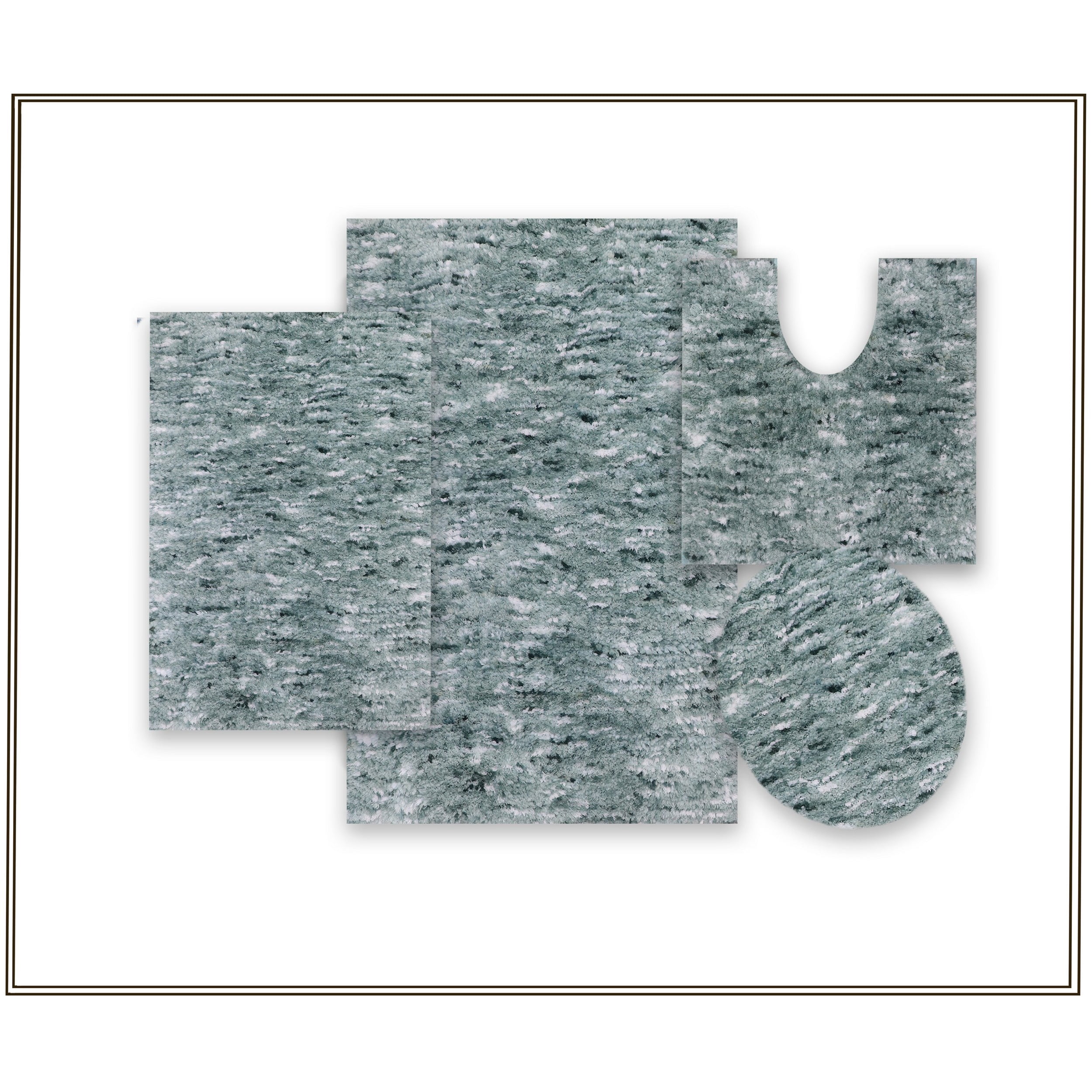 Home Weavers Elegance Bathroom Rugs Sets 4 Piece- Plush Bath Mat Set Quick-Dry Soft Microfiber Bathroom Mat with Rubber Backing, Absorbent Bathroom Rug Set, Washable Bath Rugs, Bath Mats, Green
