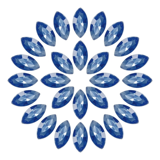 Uxcell 50Pcs Rhinestones en forma de ojo de caballo de vidrio con respaldo puntiagudo para hacer joyas, azul 4x8mm