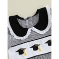 thumbnail image 6 of Toddler Baby Girls Summer Dress Graduation Cap Pattern Striped Print Doll Collar Short Sleeve Smocked Dress Cute Graduation Clothes, 6 of 9