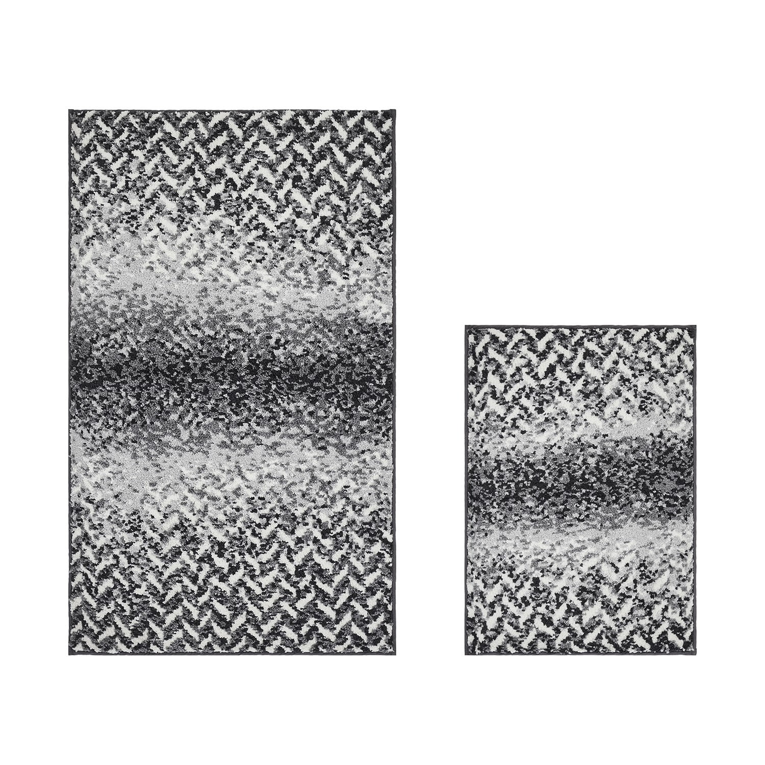 Better Trends Bath Rug Set 2 Piece Bath Mat Non Slip Micro Polyester Bathroom Floor Set, Shower, Tub, Casablanca Collection – (Gray)
