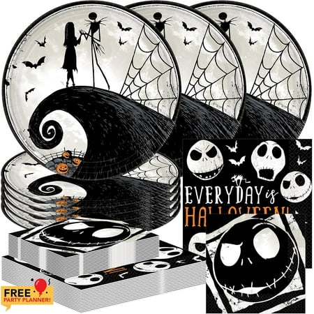 Nightmare Before Christmas Dinnerware Bundle Set - Dinner Plates 9", Luncheon & Beverage Napkins - Birthday Party Supplies and ations for Kid Parties