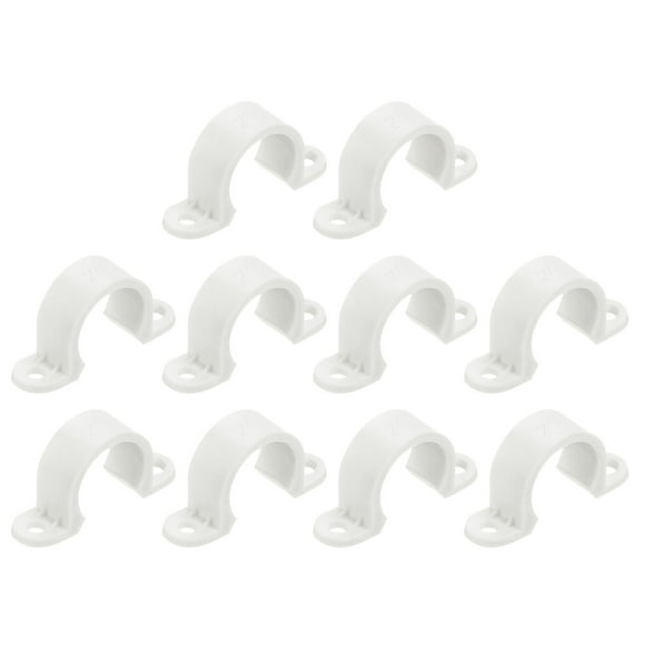 Unique Bargains 10Pcs PVC Pipe Straps, 20mm Plastic Conduit Strap, Two Hole PVC Pipe Clips for Tube, PVC Pipes, Light Grey