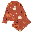 thumbnail image 4 of XAOFW Halloween Girls Pajamas Long Sleeve Lapel Cartoon Print Button Down Tops And Shorts 2 Piece Sleepwear Loungewear Sets Kids Versatile Homewear 9-10 Years, 4 of 4