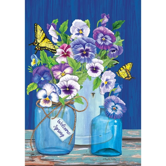 Briarwood Lane Spring Garden Flag 12x18 For Outdoor Butterflies and Pansies For Spring Garden Flag Flags For Outside