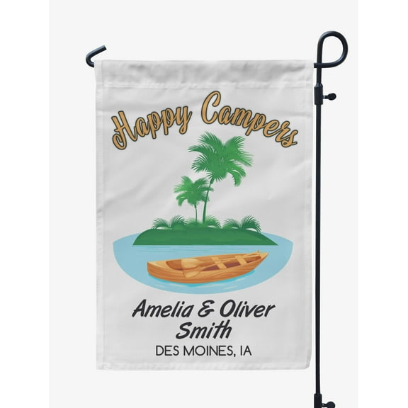 Printtoo White Happy Campers Beach Personalized Camping Flags For Campers Double SidedFlagCampsiteFlagOutdoor Garden Sign
