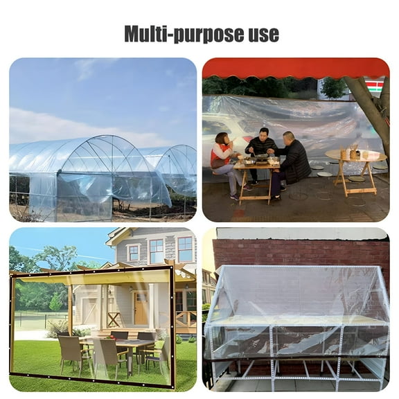 MISSMILE Clear Tarps Heavy Duty Waterproof 6.5x13 Ft Clear Tarp Transparent Clear Vinyl Patio Enclosure Clear Tarps with Grommets Tarp Cover for Plants Greenhouse Balcony Garden and Pet Hutch Roof