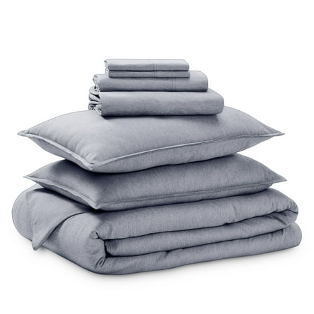 Bare Home 7-Piece Heathered Bed in a Bag Queen Heather Midnight Blue