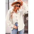 thumbnail image 5 of Women's Cable Knit Lightweight Long Sleeve Casual Oversized Button Down Shirt, 5 of 10