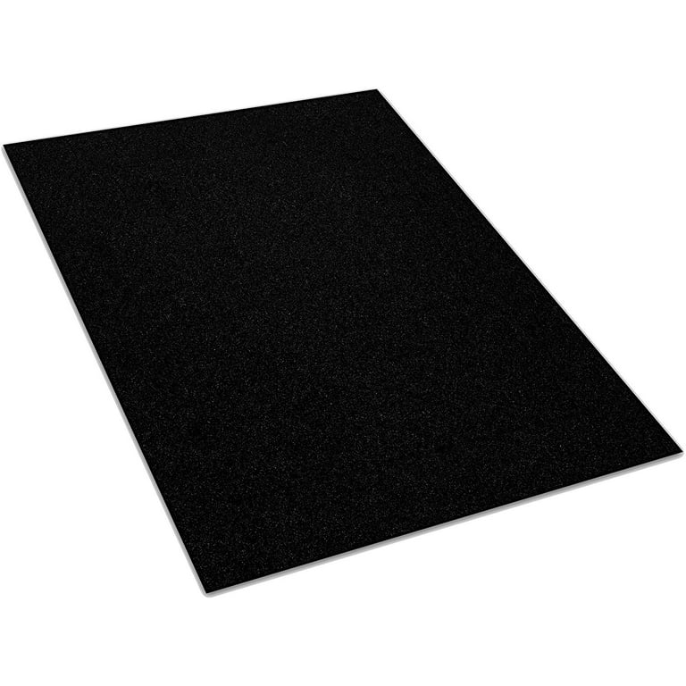 Black Indoor-Outdoor Synthetic Fiber Carpet Area Rug | 3/16 Thick Ribbed  Black Indoor-Outdoor | Customize Your Size & Shape